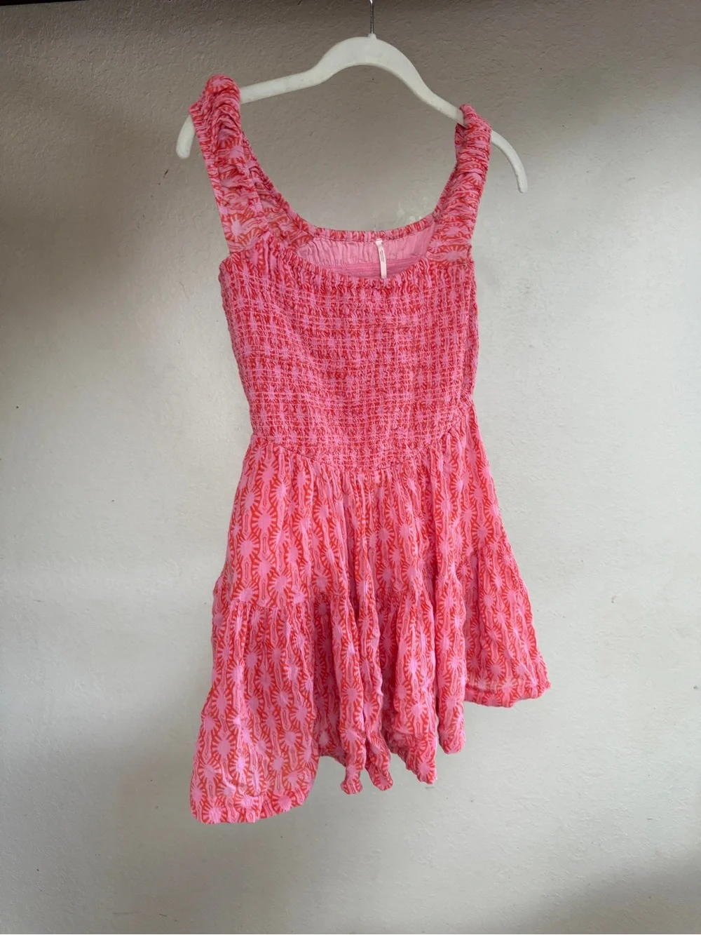 Free People Sweet Annie Smocked Square-Neck Mini Dress